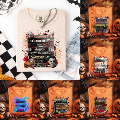 Combo 6 Halloween VHS Tapes PNG Bundle – 90s Retro Horror Movie Shirt Design, Witch Gift, Spooky Season Clipart Pack