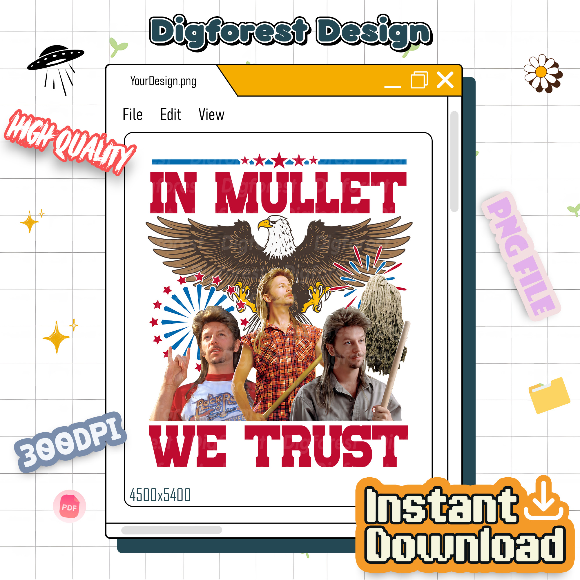 In Mullet We Trust Joe Dirt 4th of July Png, Joe Dirt Merica Tee, Patriotic Independence Day Shirt, 4th of July Joe Dirt Shirt