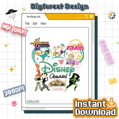 Disney Channel Cartoon Characters Shirt – Hannah Montana Lizzie McGuire Phineas Ferb Tee | Disneyland Trip Gift