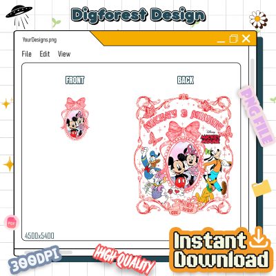Vintage Mickey and Friends Coquette PNG – Magical Mirror Bow PNG, Coquette Bow PNG, Magic Kingdom PNG, Mickey Minnie PNG