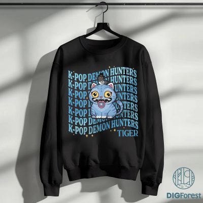 Kpop Demon Hunters Tiger PNG – Derpy the Tiger And Bird, Hunters Tiger Fan, Animal Design, Kpop Movie Fan Gift