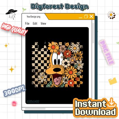 Retro Pluto Halloween PNG – Floral Coquette Horror Movie PNG, Pluto Dog Halloween Character Design