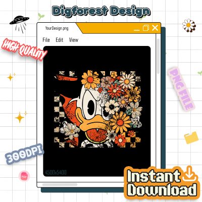 Retro Donald Halloween PNG – Floral Coquette Horror Movie PNG, Donald Duck Halloween Character Design