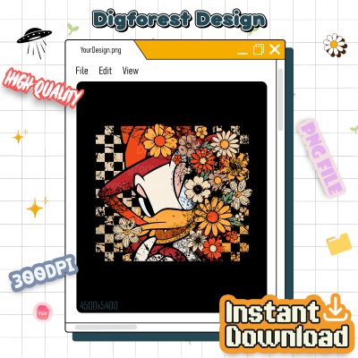 Retro Daisy Halloween PNG – Floral Coquette Horror Movie PNG, Daisy Duck Halloween Character Design