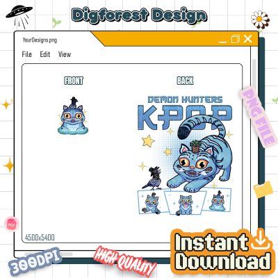 Kpop Hunters Tiger PNG – Derpy the Tiger And Bird, Demon Hunter Merch, Hunters Tiger Fan Design