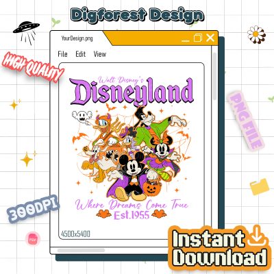 Vintage Disneyland Mickey and Friends Halloween PNG – Walt Disney Halloween PNG, Mickey's Not So Scary PNG
