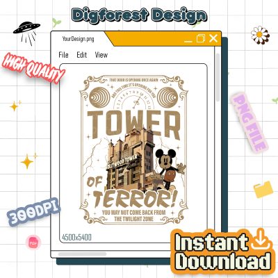 Vintage 90s The Twilight Zone Tower of Terror PNG – Hollywood Tower Hotel Ride, Disney Design