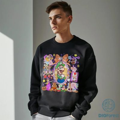 Coquette Bow Luigi Halloween PNG – Disneyland Halloween PNG, Magic Mirror Ribbon Coquette PNG, Spooky Season PNG