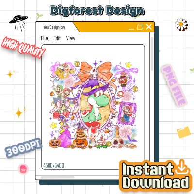 Coquette Bow YOSHI Halloween PNG – Disneyland Halloween PNG, Magic Mirror Ribbon Coquette PNG, Spooky Season PNG