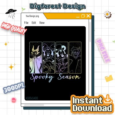 Vintage Mickey And Friends Spooky Season PNG – Mickey's Not So Scary Halloween PNG, Disneyland Halloween PNG