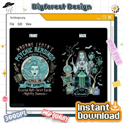Retro Disneyland Halloween PNG – Madame Leota Haunted Mansion PNG, Psychic Readings PNG, Halloween Trip PNG