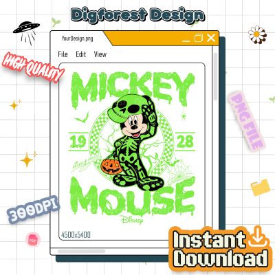 Vintage Disneyland Mickey Skeleton Halloween PNG – Disneyland Halloween PNG, Mickey's Not So Scary 2025 PNG