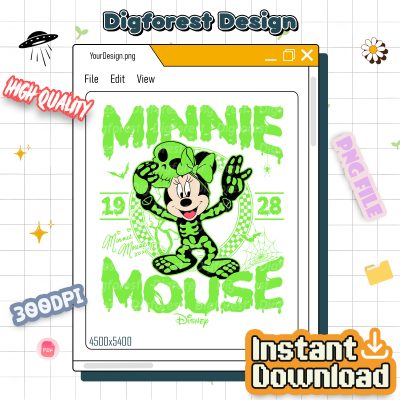 Vintage Disneyland Minnie Skeleton Halloween Couple PNG – Disneyland Halloween PNG, Mickey's Not So Scary 2025 PNG