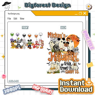 Retro Disneyland Halloween PNG – Disneyworld Mickey and Friends Halloween PNG, Spooky Season PNG