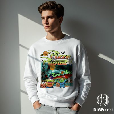 Vintage Aliens Toy Story Pizza Planet Halloween PNG – Retro Toy Story Halloween PNG, Disneyland Halloween PNG