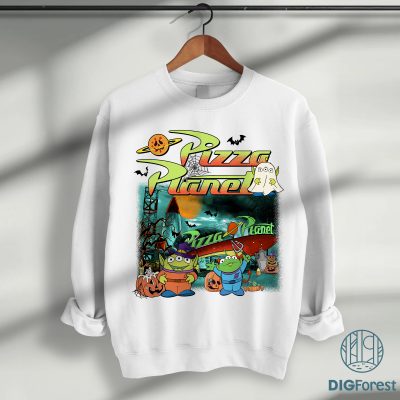 Vintage Aliens Toy Story Pizza Planet Halloween PNG – Retro Toy Story Halloween PNG, Disneyland Halloween PNG