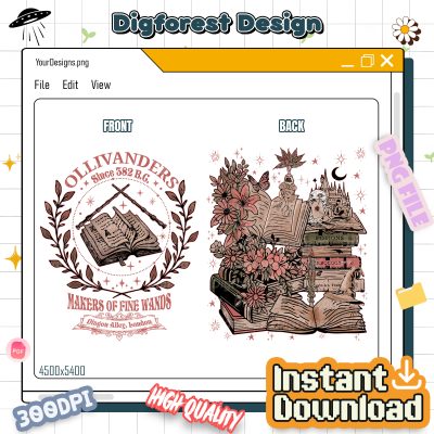 Ollivanders Wand Shop PNG – Vintage Wizard PNG, Magic Book PNG, Potter Fan Gift PNG, Cozy Witchy PNG