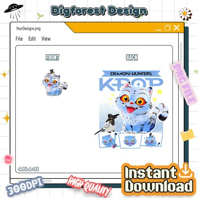 Cat and Bird Demon Hunters PNG – Kpop PNG, Jinu Manga PNG, Kpop Huntrix PNG, Demon Hunters Merch PNG