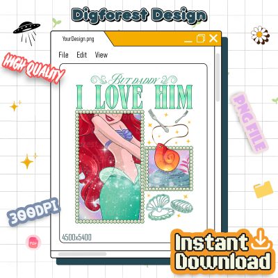 Retro Disney World Ariel Princess PNG – But Daddy I Love Him PNG, Little Mermaid PNG, Elsa Princess Quote PNG, Magical Parks PNG