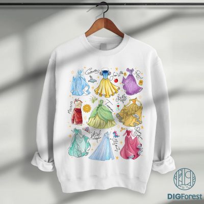 Retro Watercolor Disneyland Princess Dress PNG – Aurora Ariel Belle Cinderella Tiana PNG, Girls Trip PNG Retro Watercolor Disneyland Princess Dress PNG – Aurora Ariel Belle Cinderella Tiana PNG, Girls Trip PNG