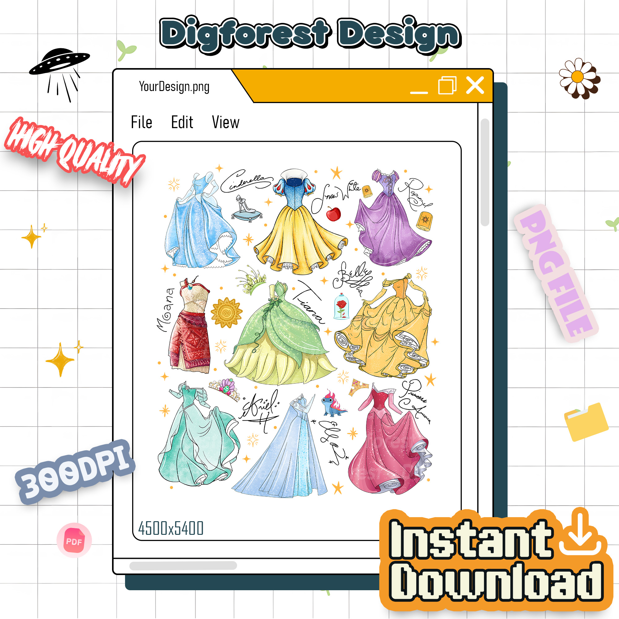 Retro Watercolor Disneyland Princess Dress PNG – Aurora Ariel Belle Cinderella Tiana PNG, Girls Trip PNG Retro Watercolor Disneyland Princess Dress PNG – Aurora Ariel Belle Cinderella Tiana PNG, Girls Trip PNG