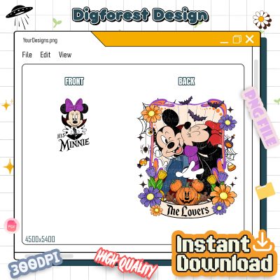 Mickey Minnie Halloween Couple PNG – The Lovers, Her Mickey His Minnie, Disneyland Halloween, Halloween Pumpkin Design