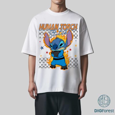 Human Torch Stitch Cosplay PNG – Fantastic Four, Disneyland Stitch Costume, Superhero Stitch, Stitch Birthday Design