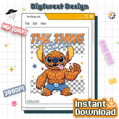 The Thing Stitch Cosplay PNG – Fantastic Four, Disneyland Stitch Costume, Superhero Stitch, Stitch Birthday Design