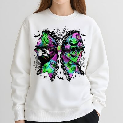 Nightmare Before Christmas Preppy Halloween PNG – Oogie Boogie Coquette Bow, Spooky Vibes, Trick Or Treat Design