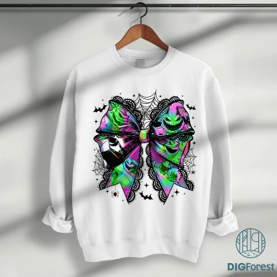 Nightmare Before Christmas Preppy Halloween PNG – Oogie Boogie Coquette Bow, Spooky Vibes, Trick Or Treat Design