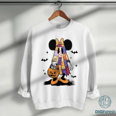 Retro Halloween Floral Minnie Mouse Couple PNG – Disneyland Mickey And Friend Ghost, Spooky Season Design