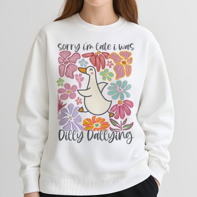 I Was Dilly Dallying PNG – Sorry I'm Late PNG, Funny Goose PNG, Oversized PNG, Graphic Retro Vintage PNG