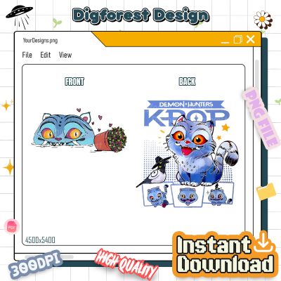 Demon Hunter Tiger PNG – K-pop Demon, Hunter Merch, Anime Design, Anime Lover Gift, Cute Blue Tiger Design