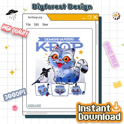Demon Hunter Tiger PNG – K-pop Demon, Hunter Merch, Anime Design, Anime Lover Gift, Cute Blue Tiger Design