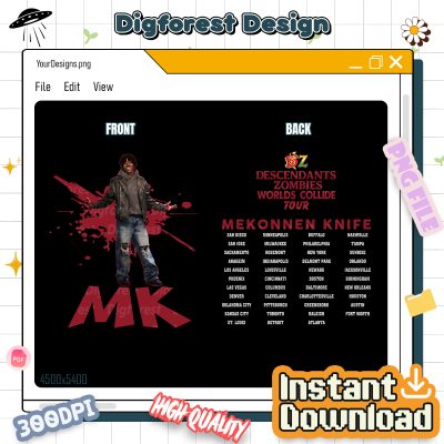 Mekonnen Knife PNG – Descendants Zombies Worlds Collide Tour, Zombies 4 Summer Music Festival 2025 Design