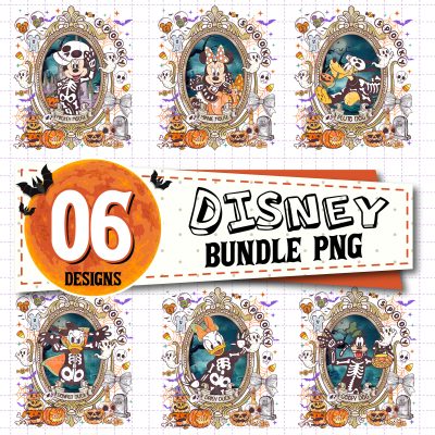 Mickey And Friends Skeleton Halloween PNG Bundle – Mickey Skeleton Coquette Bow, Disneyland Halloween, Trick Or Treat Design