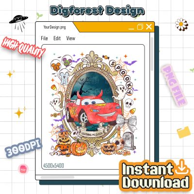 Pixar Cars Skeleton Halloween PNG Bundle – Lightning McQueen, Disneyland Halloween, Trick Or Treat Design