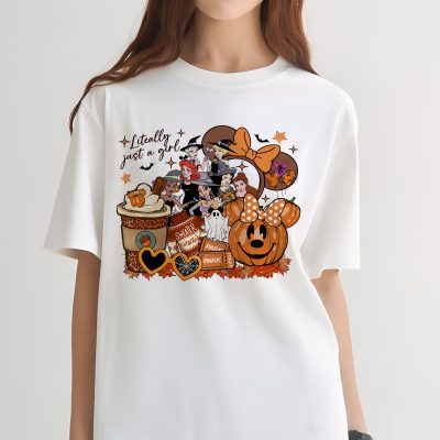 Disney Literally Just A Girl Halloween PNG – Minnie Bow Coffee, Pumpkin Fall, Disneyland Halloween, Girl's Trip Design