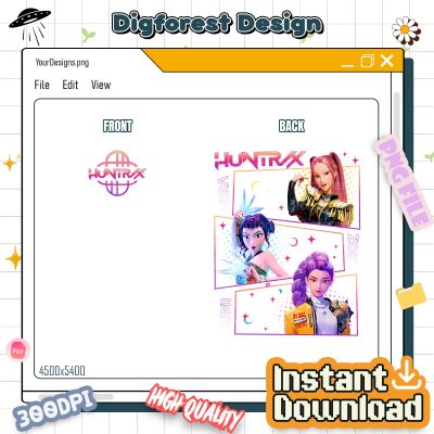 Halloween Kpop Demon Hunter PNG – Kpop Huntrix, Spooky Anime Design, Hunter Merch Design, Anime Lover Gift