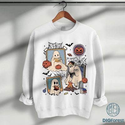 Retro Ghost Book Fantasy PNG – Halloween Book, Bookish Ghost, HP, Halloween Gift For Book Lover Design