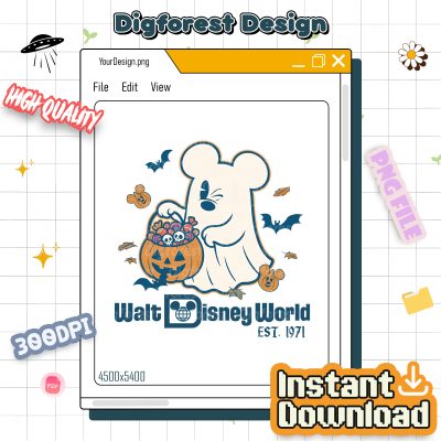 Mickey Mouse Ghost Halloween PNG – Disney World 1971, Boo To You, Spooky Season, Family Trip, Disney Gift Design