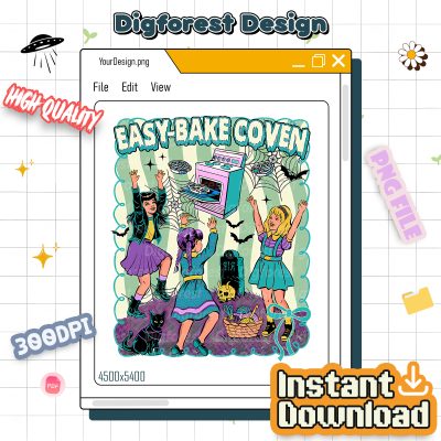 Halloween PNG – Easy Bake Coven, Retro Vintage 90s, Halloween Town, Spooky Season, Vintage Halloween Design