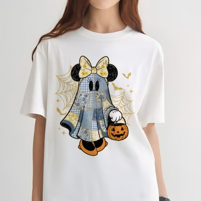 Retro Minie Halloween PNG – Floral Mouse Couple PNG, Denim Ghost PNG, Spooky Cartoon Matching PNG