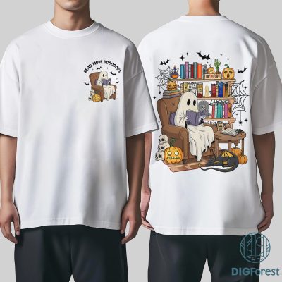 Ghost Reading Book PNG – Ghost Books Halloween, Teacher Halloween PNG, Book Lover PNG, Black Cat Library PNG