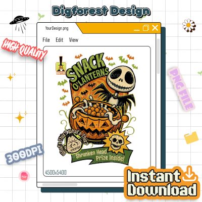 Snack O'Lanterns Cereal PNG – Jack Skellington Halloween PNG, Pumpkin Ghost Spooky Season PNG, Vintage Cartoon
