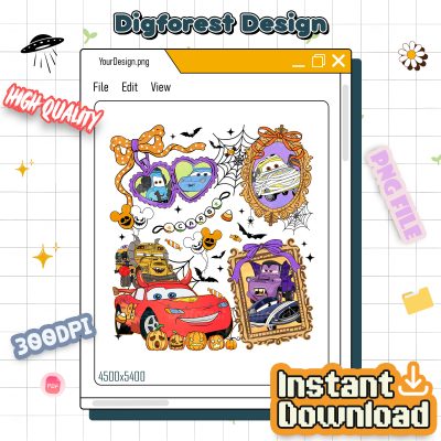 Coquette Cars Halloween PNG - Lightning McQueen Mater Doc Hudson, Magic Mirror PNG, Ribbon Coquette PNG