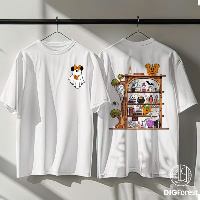 Minnie Mouse Halloween Bookshelf PNG - Halloween Ghost Reading PNG Design, Spooky Readers, Halloween Bookish