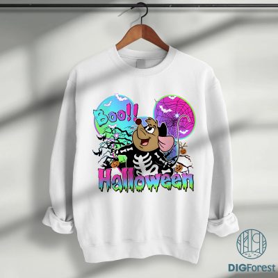 Retro Disney Gus Gus Mouse Skeleton Halloween PNG - Mickey & Friends Halloween, Spooky Season PNG