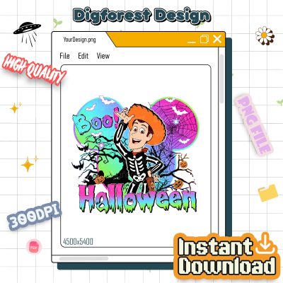 Woody Skeleton Halloween PNG - Toy Story Woody Pumpkin Clipart, Disney Cowboy Spooky Costume Digital Download