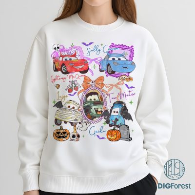 Coquette Bow Cars Halloween PNG - Lightning McQueen Mater Doc Hudson Sally Carrera Halloween PNG,